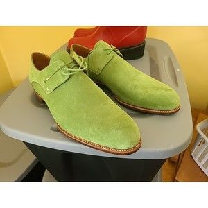 New Barker Black Wallace Apple Green Suede Leather Shoes US Mens 10.5 Uk 9.5